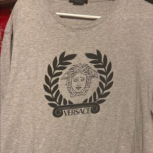 Versace Heather Gray Medusa Logo Shirt